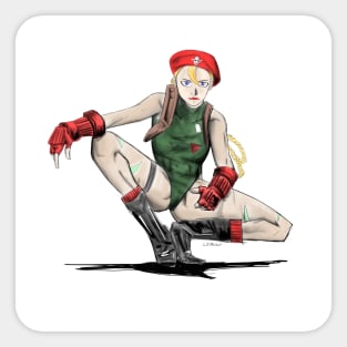 the soldier woman art ecopop in light pose Sticker